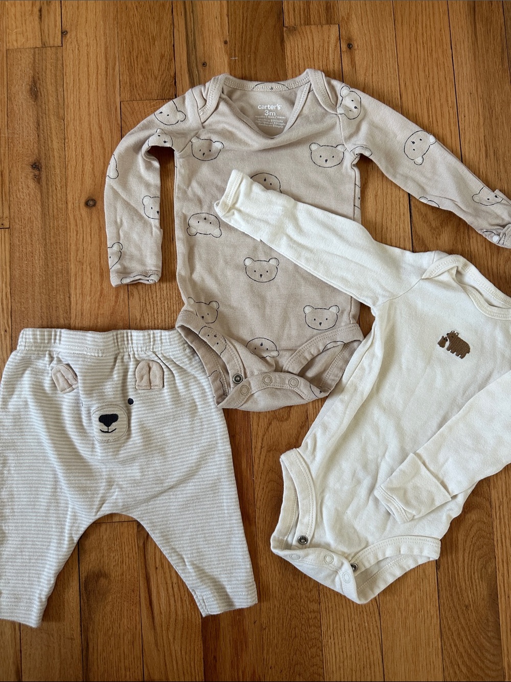 Carter's Beige & Cream Bear Bodysuit and Pants Set